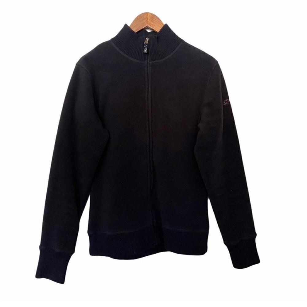 Spyder Logo Back & Sleeve Fleece Full Zip Black Bomber Style Jacket Size 14